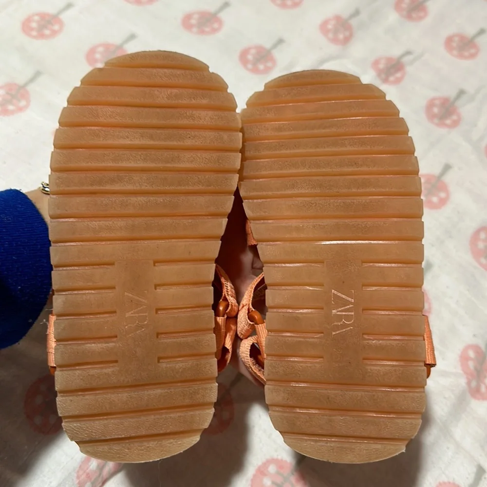 Zara Orange Kids Strappy Velcro Sandals